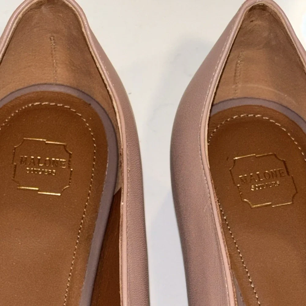 NWOB Malone Souliers Maureen Nude/Blush Leather Ballet Flats Size 40 US 10